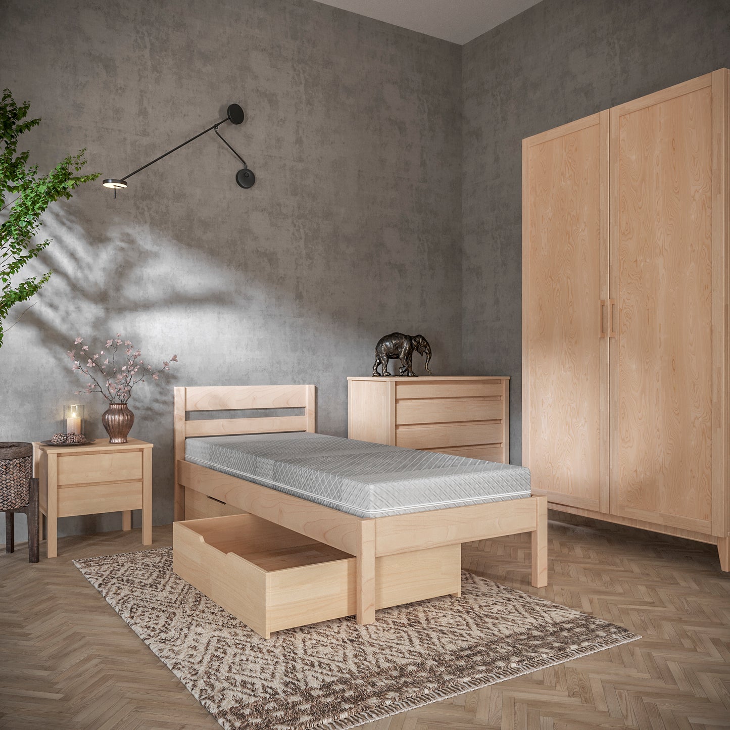 Hög säng 140x200 med Ribbotten
