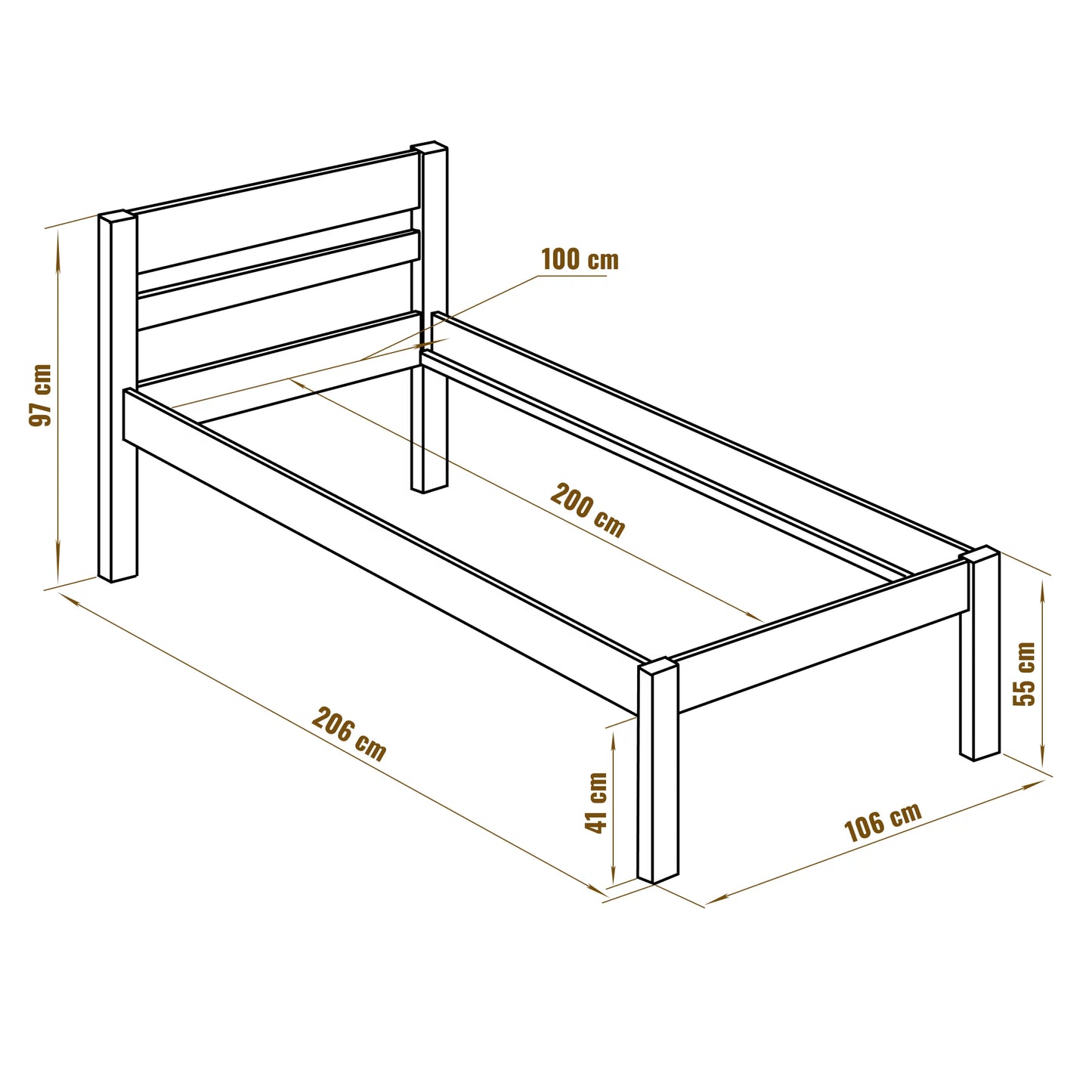 Hög säng 100x200 med Ribbotten