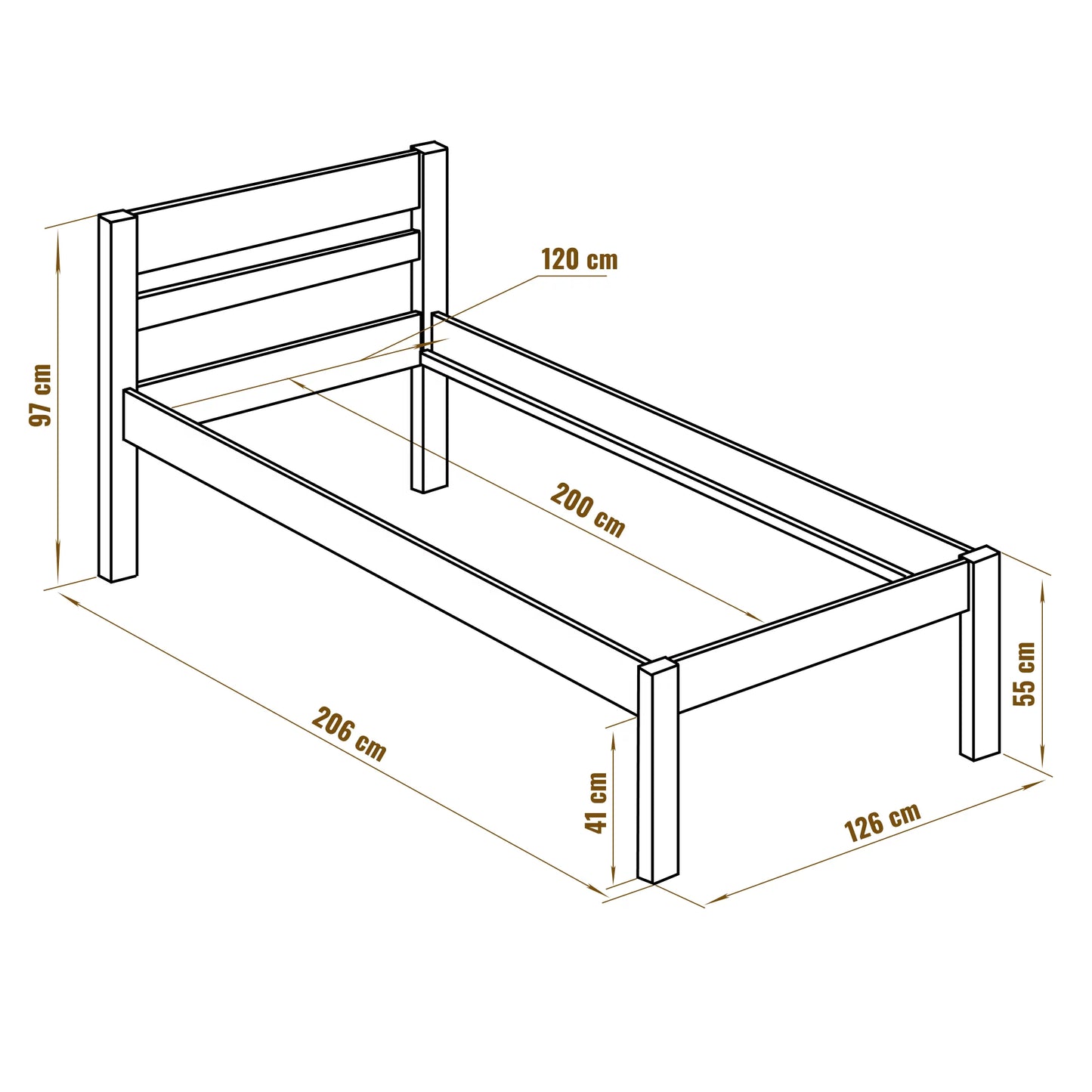 Hög säng 120x200 med Ribbotten