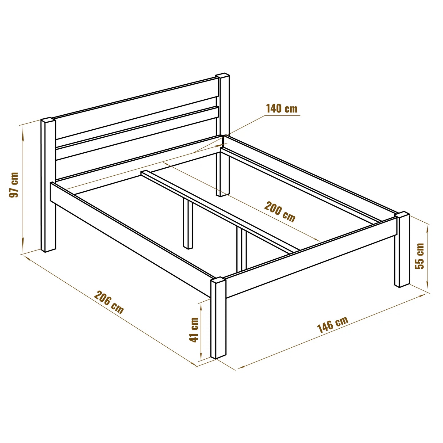 Hög säng 140x200 med Ribbotten
