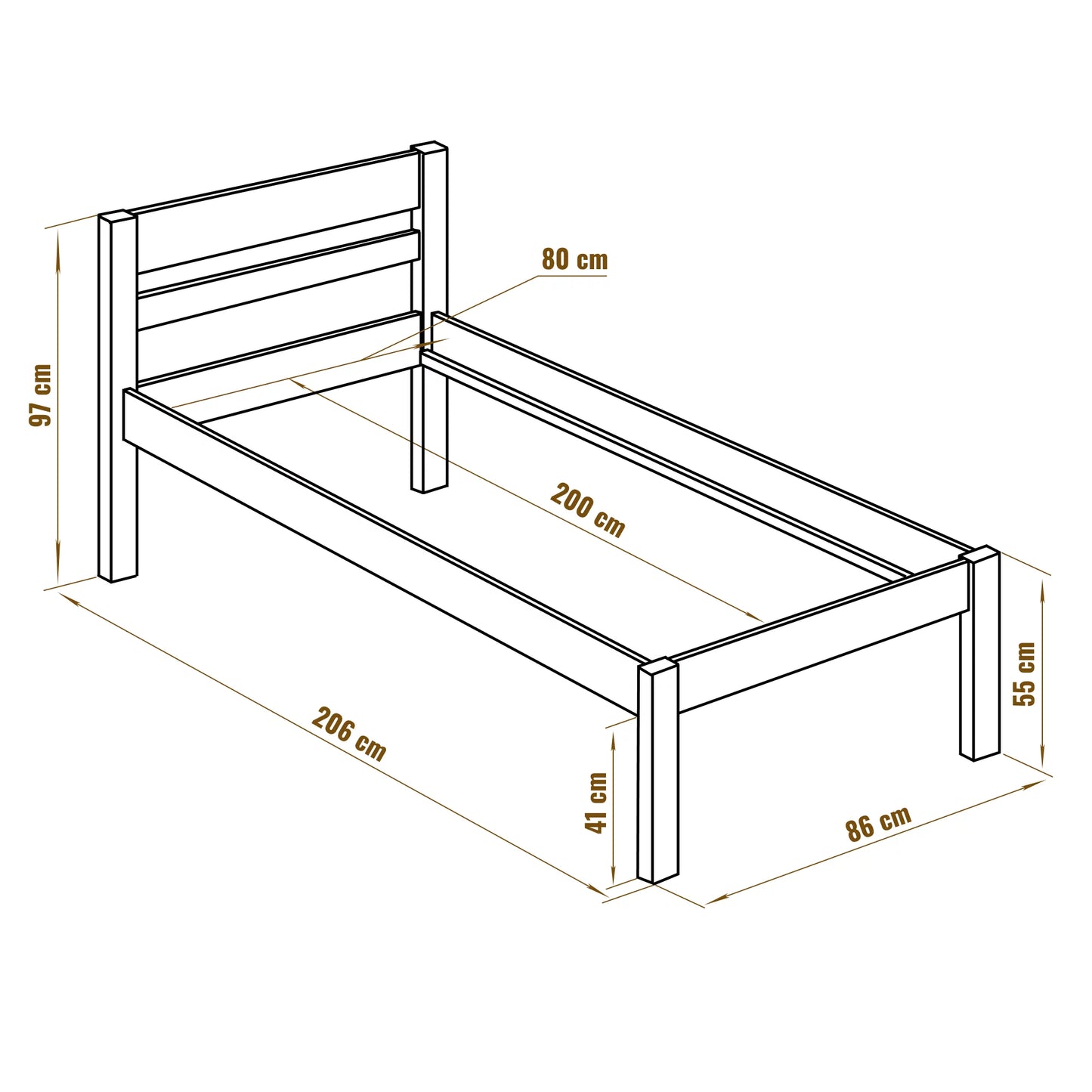 Hög säng 80x200 med Ribbotten